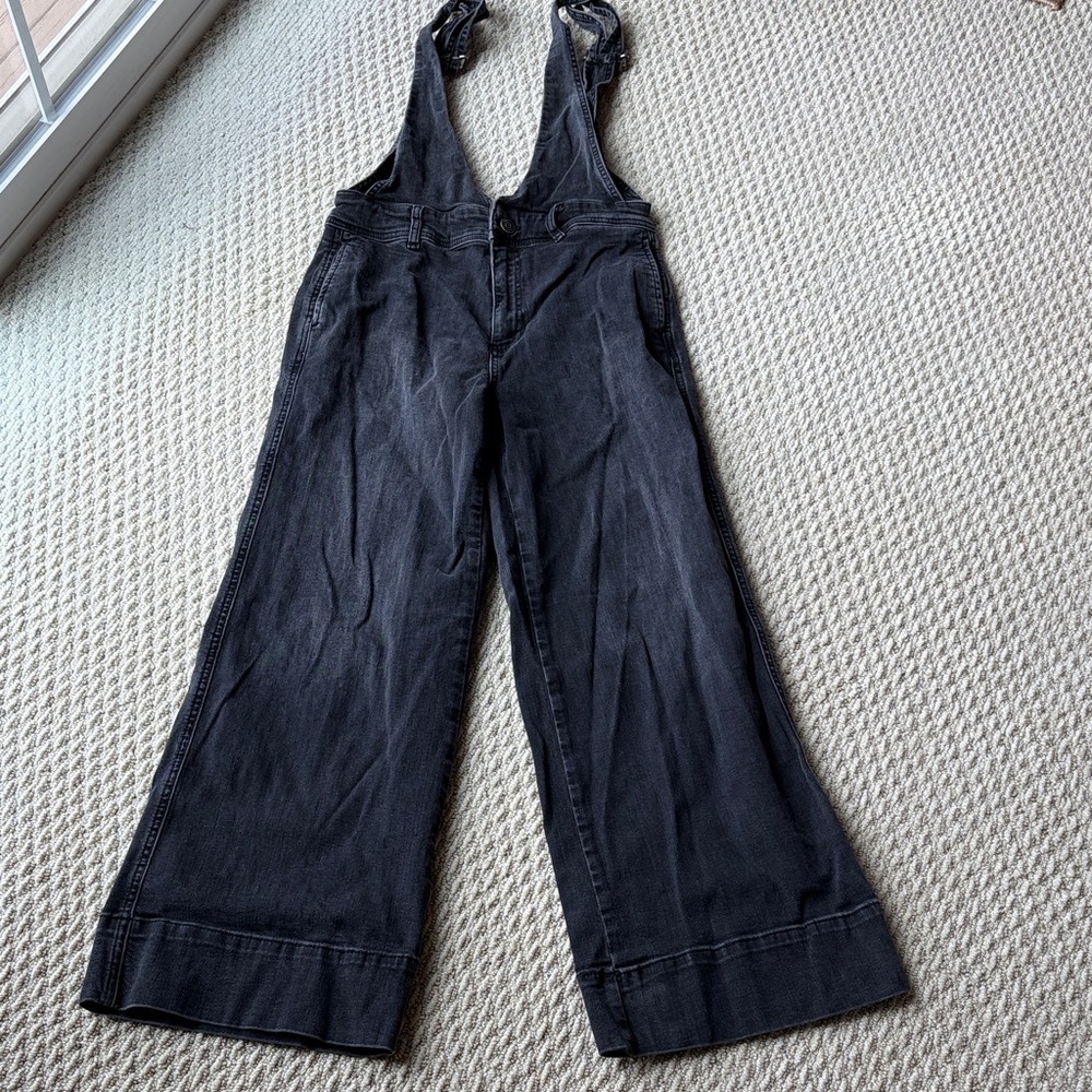 Free People Charcoal Denim Overalls